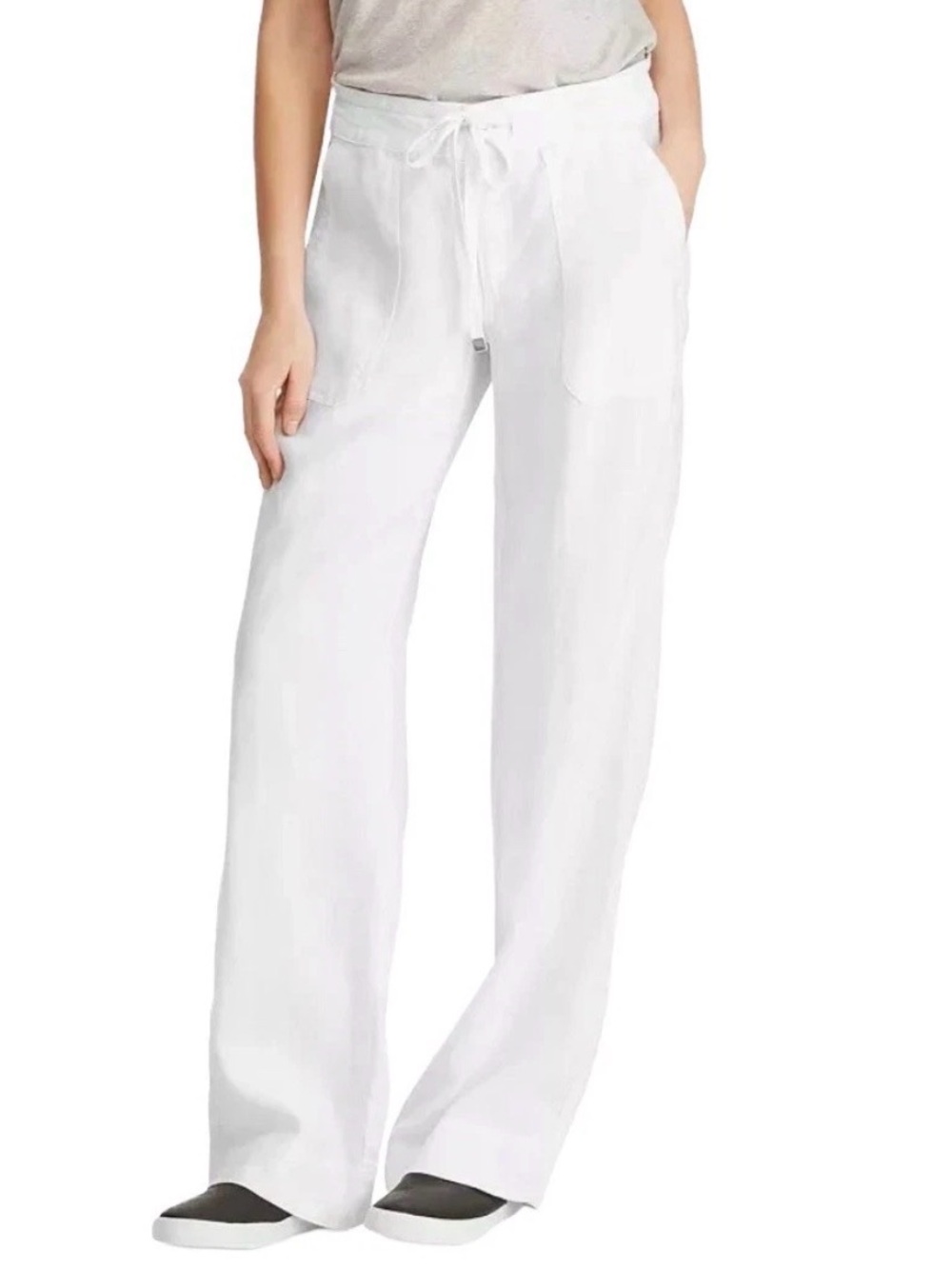 Lauren Ralph Lauren Women's White LINEN Wide-Leg Pants Sz 8 NWT